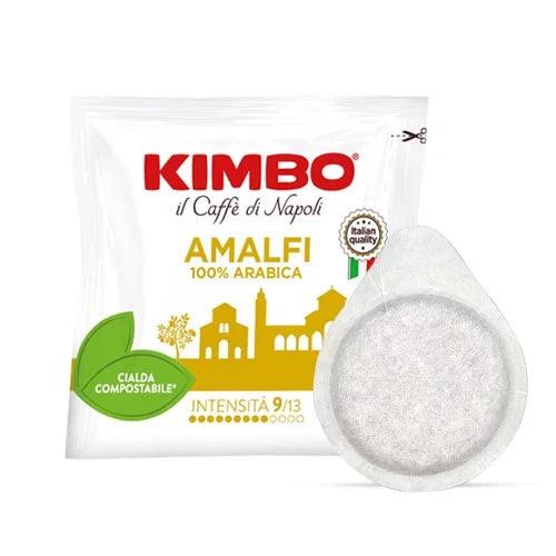 Kimbo cialde caffè compostabili Amalfi 100% Arabica intensità 9 confezione bianca