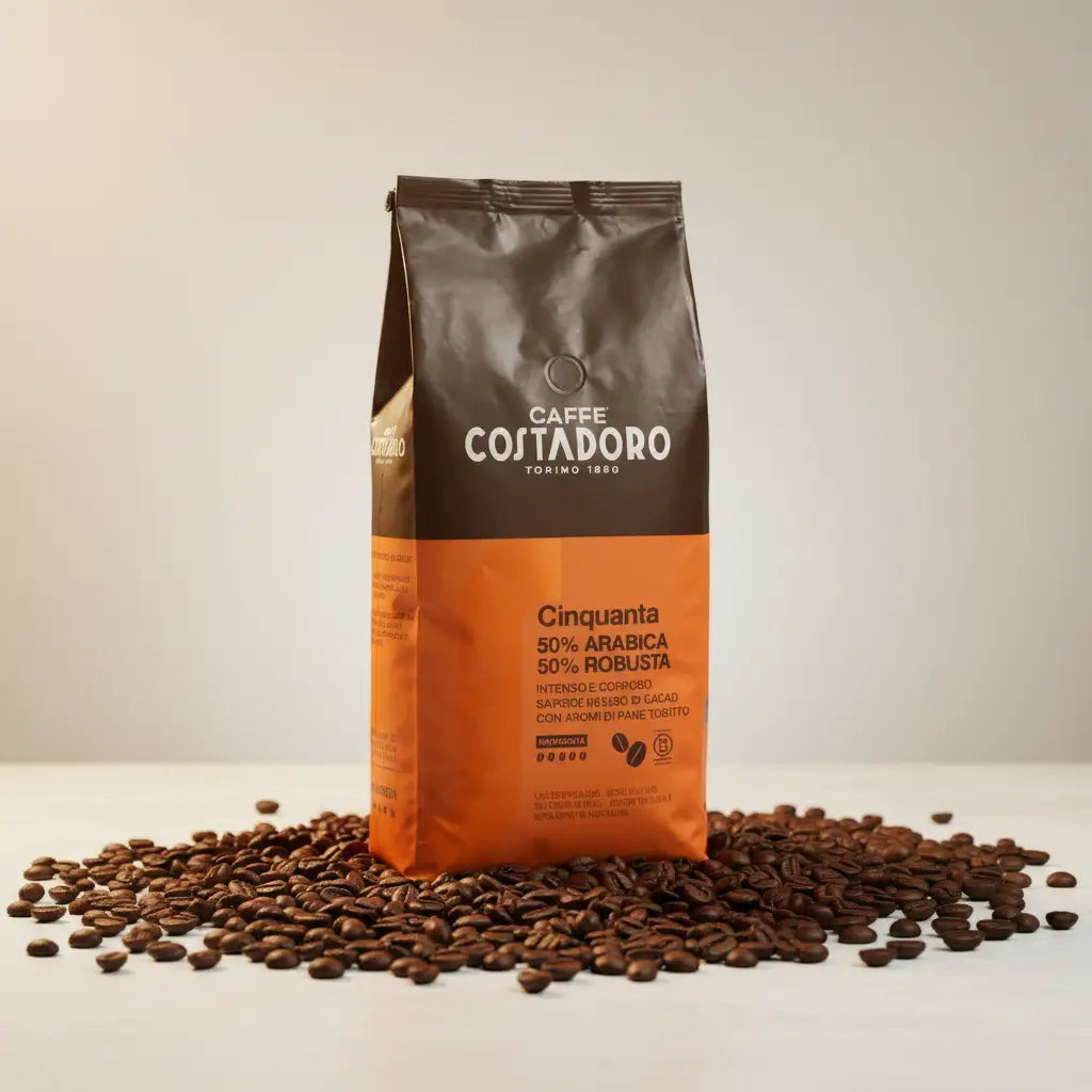 Confezione di caffè in grani Caffè Costadoro Cinquanta miscela 50% Arabica 50% Robusta
