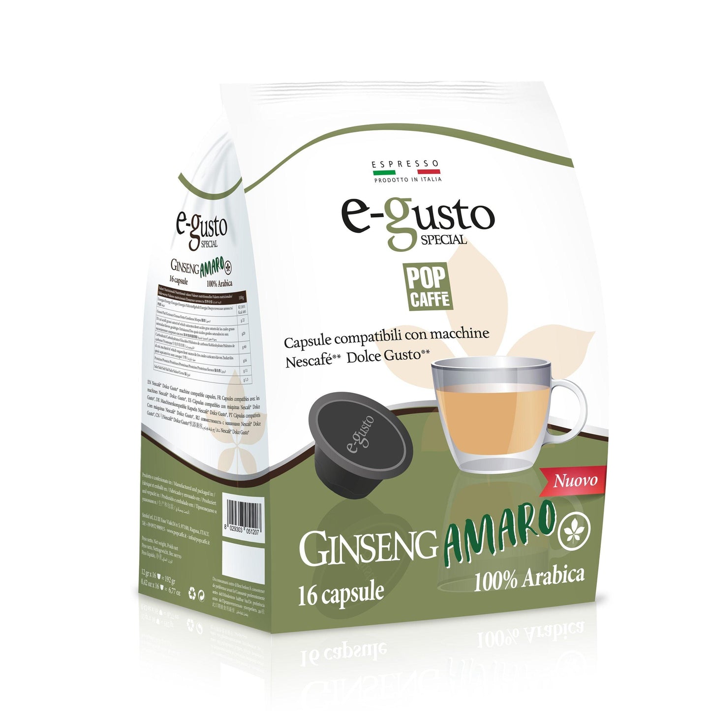 96 Capsule Ginseng Amaro Pop Caffè Compatibili Nescafè Dolce Gusto - Punto Caffè