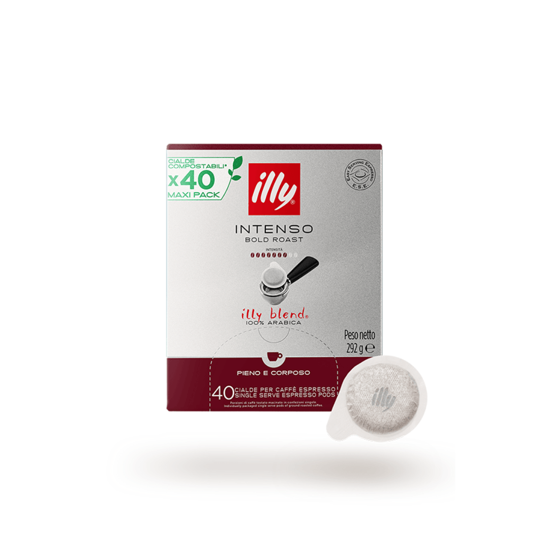Confezione Illy Intenso cialde compostabili per caffè espresso 40 pezzi, miscela 100% Arabica