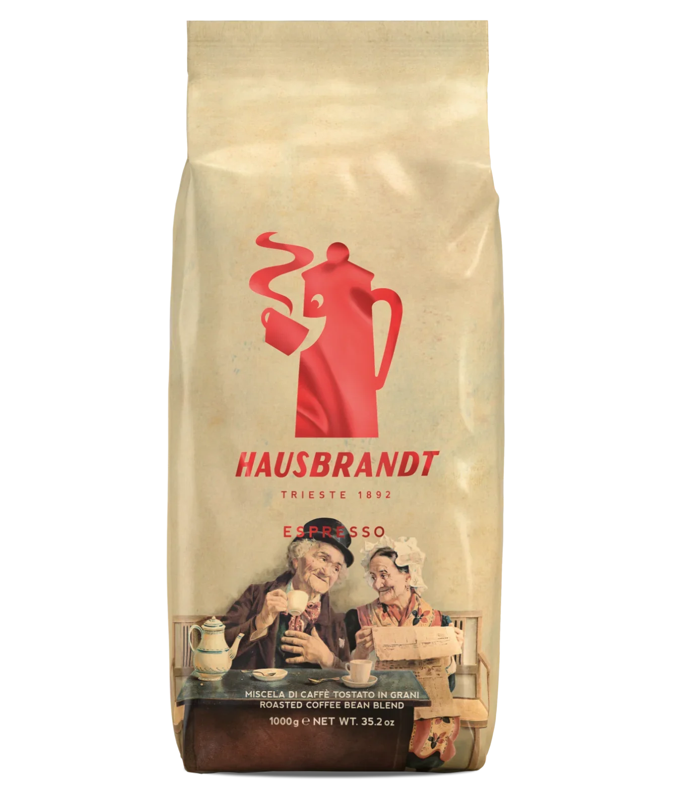 Confezione di caffè espresso nonnetti Hausbrandt in grani da 1 kg.