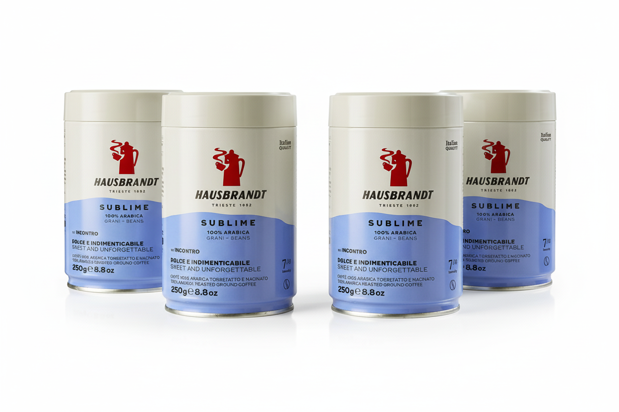 set da 4 barattoli caffè hausbrandt sublime in grani 1kg