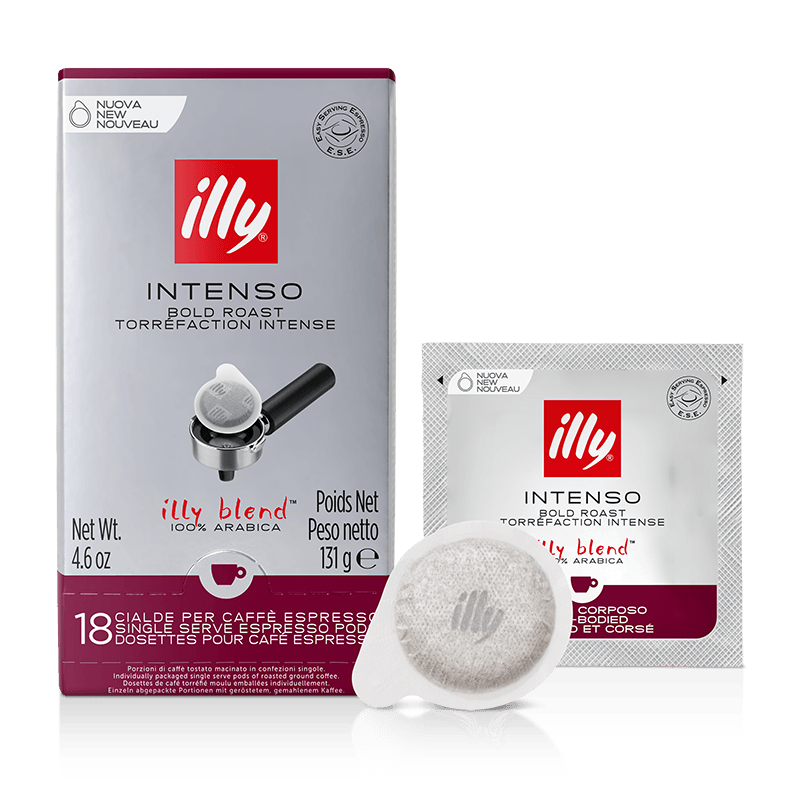 Confezione di cialde illy Intenso per caffè espresso, 18 pezzi, tostatura forte, capsule E.S.E. 131g