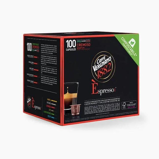 Confezione di 100 capsule compostabili Caffè Vergnano 1882 Espresso Cremoso
