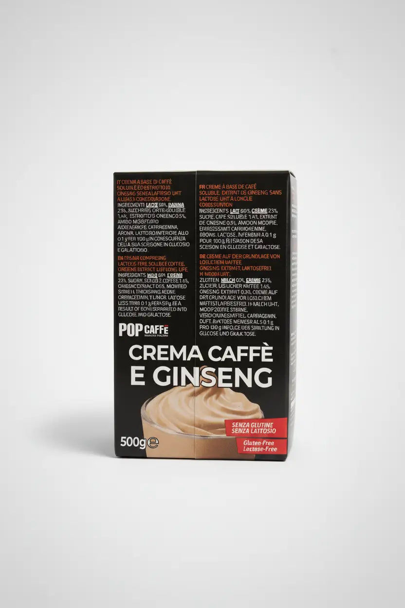 Crema al caffè e ginseng pop caffè da 500 grammi, vista retro.