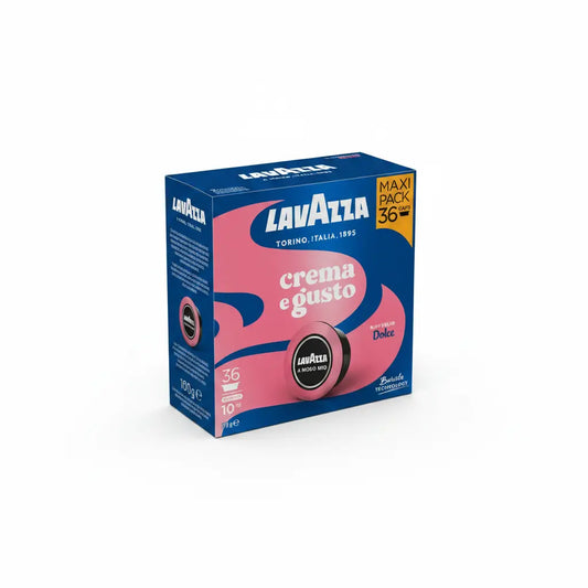 confezione da 36 capsule crema e gusto dolce per lavazza a modo mio, vista laterale.