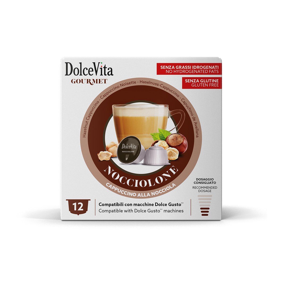 Confezione da 72 capsule Dolcevita Gourmet compatibili con macchine da caffè Nescafè Dolce Gusto