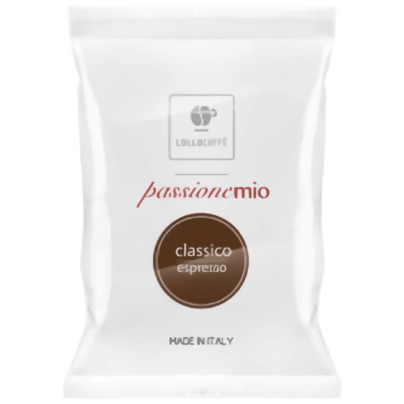 Confezione bianca di capsule caffè Lollo Caffè Passione Mio Classico Espresso Made in Italy