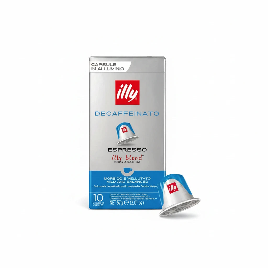 Capsule caffè illy decaffeinato per espresso, morbido e vellutato, 10 capsule in alluminio