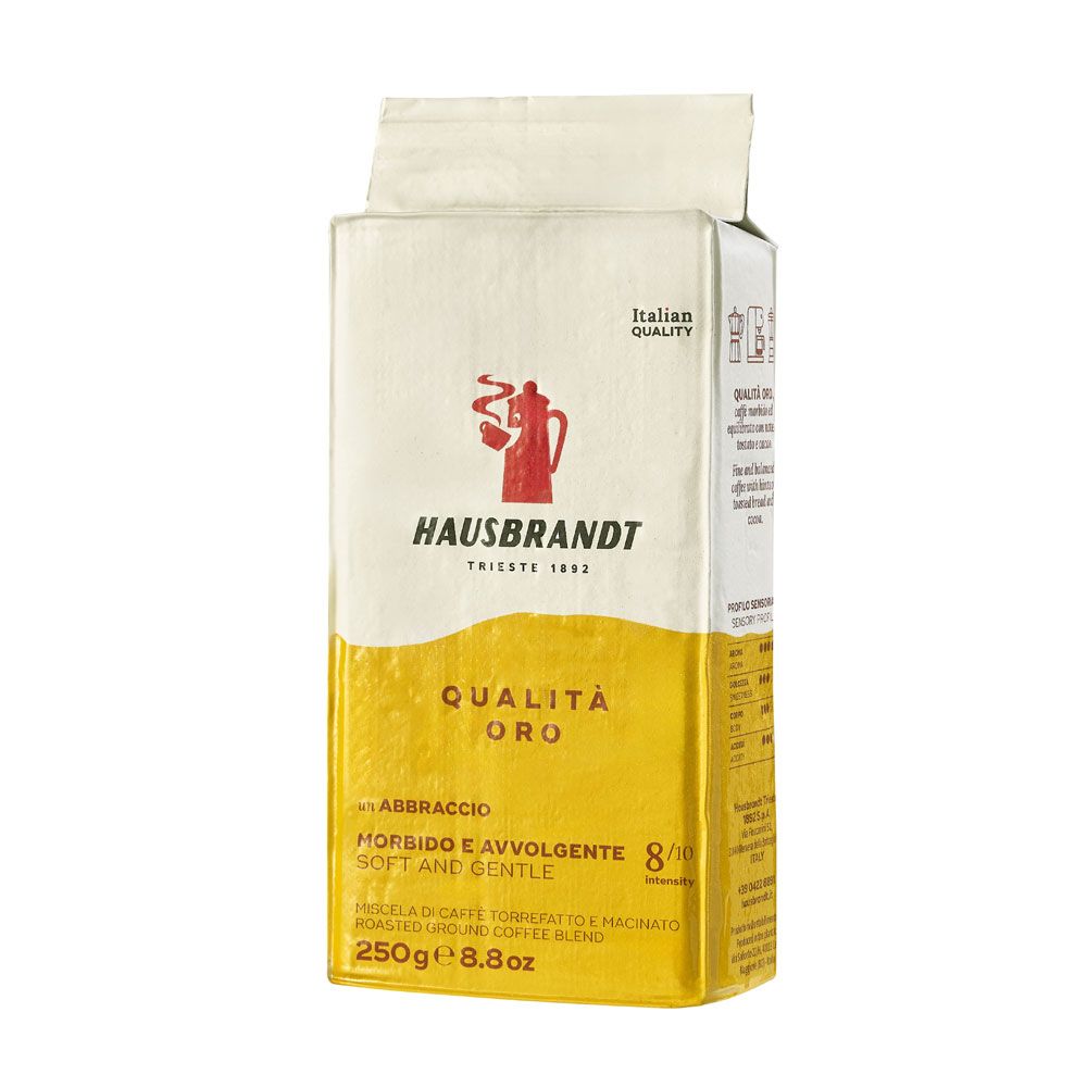 Confezione di caffè Hausbrandt Qualità Oro, miscela morbida e avvolgente, 250g