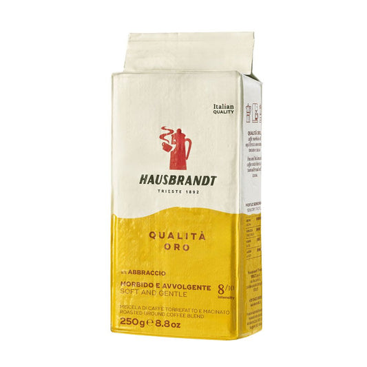 Confezione di caffè Hausbrandt Qualità Oro, miscela morbida e avvolgente, 250g
