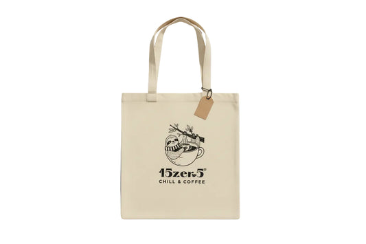 tote bag in cotone caffè 15zero5 con stampa bradipo versione chic & coffee