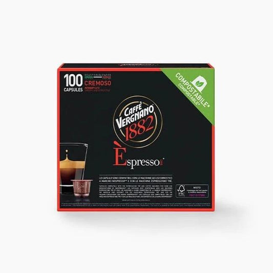 Confezione Caffè Vergnano 1882 Espresso cremioso 100 capsule compostabili per macchine Nespresso
