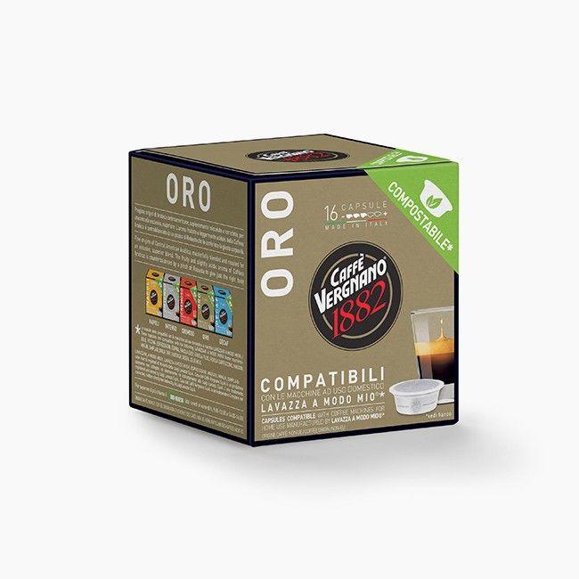 Confezione di capsule compostabili Caffè Vergnano 1882 Oro compatibili con macchine Lavazza A Modo Mio